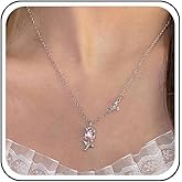 Xduargs Boho Crystal Tulip Necklace Silver Tulip Pendant Necklace Vintage Tulip Flower Necklace Choker Pink Crystal Gem Tulip Necklace Jewelry for Women