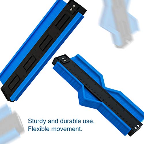 Upgrade 2 PCS Contour Gauge Duplicator Shape Profile DIY Woodworking Tools 10inch Blue Widen and 5inch Red