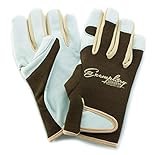 Leather Gardening Gloves for Women and Men. Adjustable Velcro Fastener and Breathable Spandex Back. Ideal for General Garden Tasks (Large)