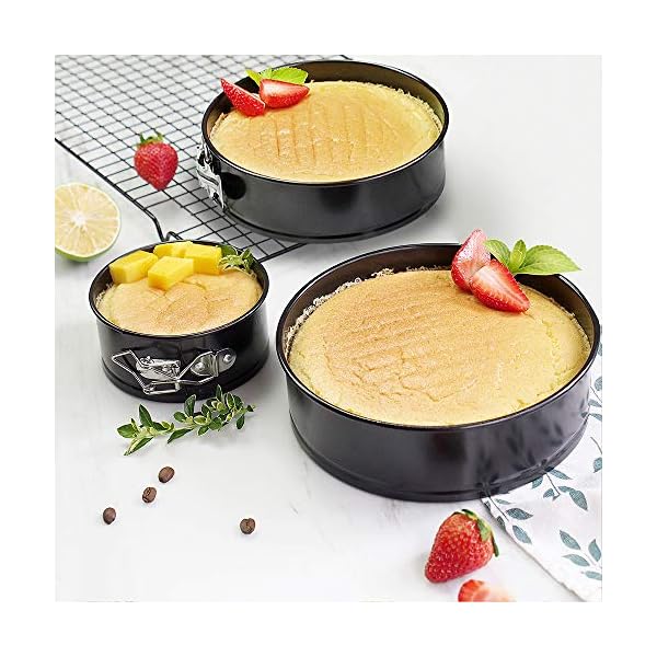 3-Pieces-Non-Stick-Springform-Cake-Pans-Blkthun-Professional-Round-Cake-Mold-and-Baking-Bakeware-Set-with-Removable-Bottom-101823-cm 3 Pieces Non-Stick Springform Cake Pans - Blkthun, Professional Round Cake Mold and Baking Bakeware Set with Removable Bottom - 10/18/23 cm