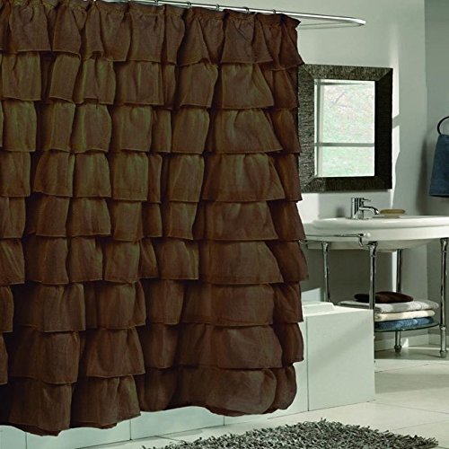 Otsk 1pc Chocolate Brown Gypsy Ruffle Shower Curtain Bohemian
