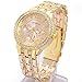 Happy Hours - Unisex Classic Alloy Round Geneva Crystal Rhinestone Leisure Quartz Wrist Watch Golden