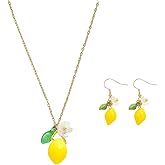 Cute Fruit Jewelry Set with Lemon Necklace and Earrings, Lightweight Fruit Themed Jewelry for Summer Daily Wear Stylish and Refreshing Accessories for Women, Premium Gifts on Anniversary Birthday