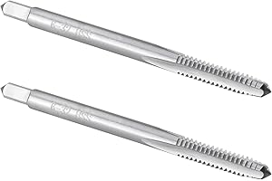 Burkit 2pcs No 6-32 UNC Thread Tap Right Hand, HSS 6 x 32 UNC Straight Fluted Machine Tap
