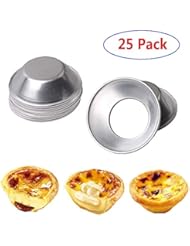 25Pack Egg Tart Molds Mould Mini Tiny Pie Muffin Cupcake Pans Tin Bakeware Cake Cookie Mold -NonStick Puto Cup(Aluminum)