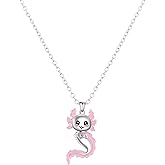 Mikovivi Axolotl Necklace, Zinc Alloy Adorable Axolotl Crystal Pendant Necklace Trendy Jewelry Accessories for Women