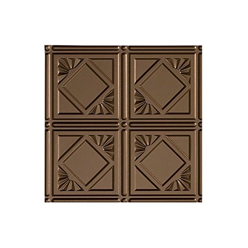 Fasade - 2ft x 4ft Traditional 4 Argent Bronze Glue Up Ceiling Tile/Ceiling Panel - Fast and Easy Installation (48" Trim)