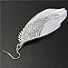 Clearance! Elogoog Fashion Jewelry 11cm Angel Metal Wing Bohemian Handmade Vintage Feather Long Drop Earrings (White)
