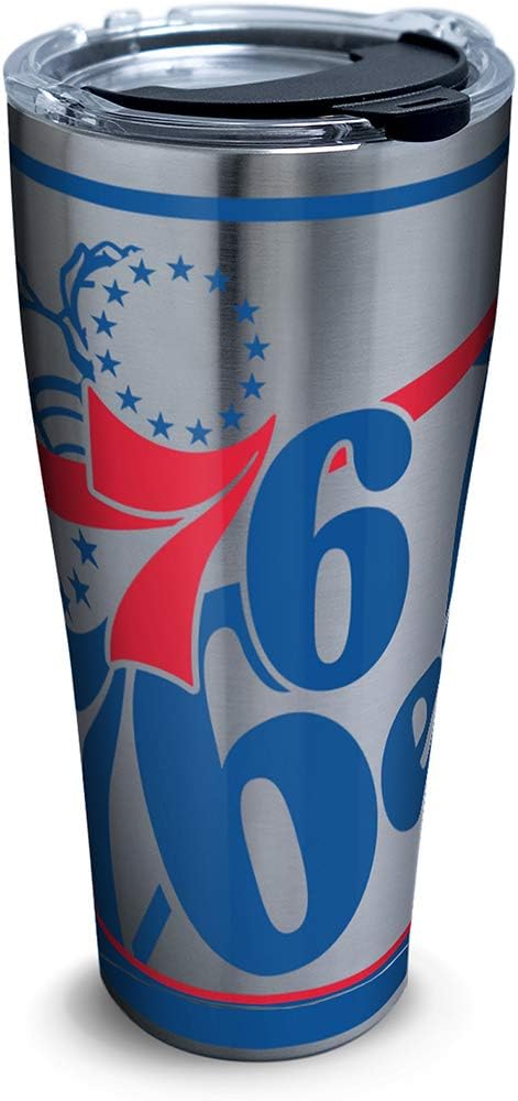 Tervis NBA Philadelphia 76ers Paint Stainless Steel Insulated Tumbler with Clear and Black Hammer Lid, 30oz, Silver