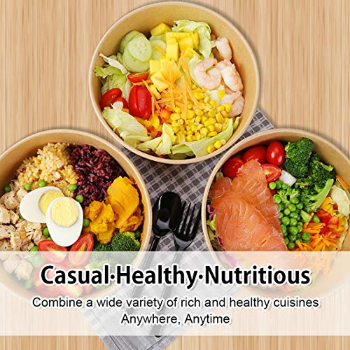 TOPtoper 50 Pack 25 Oz Large Paper Bowls with Lids, Disposable Soup