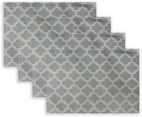 FDY MY Green & White Trellis Kitchen Table Placemats for Dining Table Heat Resistant Stain Resistant Kitchen Table Mats Set of 4