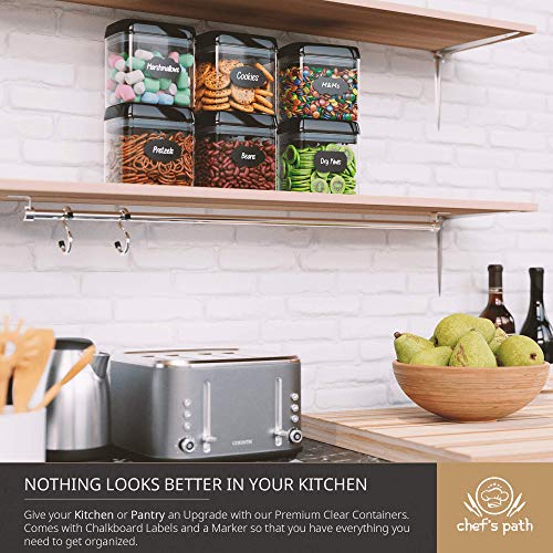 Chefs-Path-Airtight-Food-Storage-Container-Set-6-PC-SetAll-Same-Size-Labels-Marker-Kitchen-Pantry-Organization-Dry-Food-Containers-BPA-Free-Clear-Plastic-Canisters-with-Improved-Lids