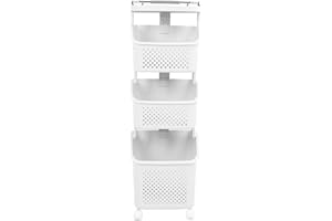Rolling Laundry Hamper with 3 Layers, PP ABS Storage Basket with 4 Wheels, 3 Tier Organizer for Home Kitchen Bathroom - Space
