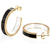 TaYolnFaSo Chunky Gold Earrings for Women C Shaped Round Hoop Earrings 18K Gold Plated Stainless Steel Enamel Earrings Jewelry Gift