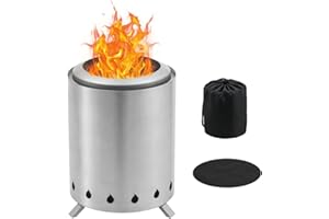BRIAN & DANY Solo Fire Pit with Stand, Smokeless Firepit for Outside, Stainless Steel Personal Stove Bonfire Fueled by Pellets or Wood, Birthday Gifts, Housewarming Gift - 5.9in x 8.2in, Silver