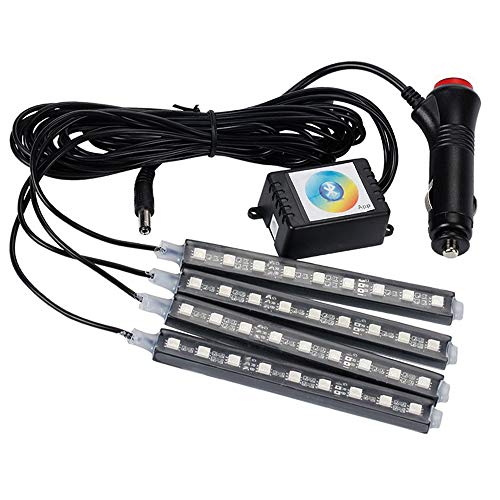 GTP Car LED Strip Light 4pcs 36 Multicolor LED Interior Under Dash Floor Seats Accent Atmosphere Lighting Kit Bluetooth App Control Sound Active Function for iPhone Android Smart Phone