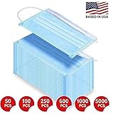 3 Ply Disposable Mask with Elastic Ear Loops - Mask 50 PCS - Soft & Comfortable Filter Safety Mask for Dust Protection - Protective