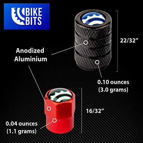 Amazing Bits Bike Valve Adapter - Convert Presta to Schrader - French/UK to US - Inflate Tire Using Standard Pump or Air Compressor (5 Pack) (Red Hex Caps)