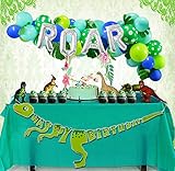 Dinosaur Party Decorations Dinosaur Balloons Garland ROAR Balloon Dino Happy Birthday Banner Tropical Palm Leaves Imitation Leaf Green