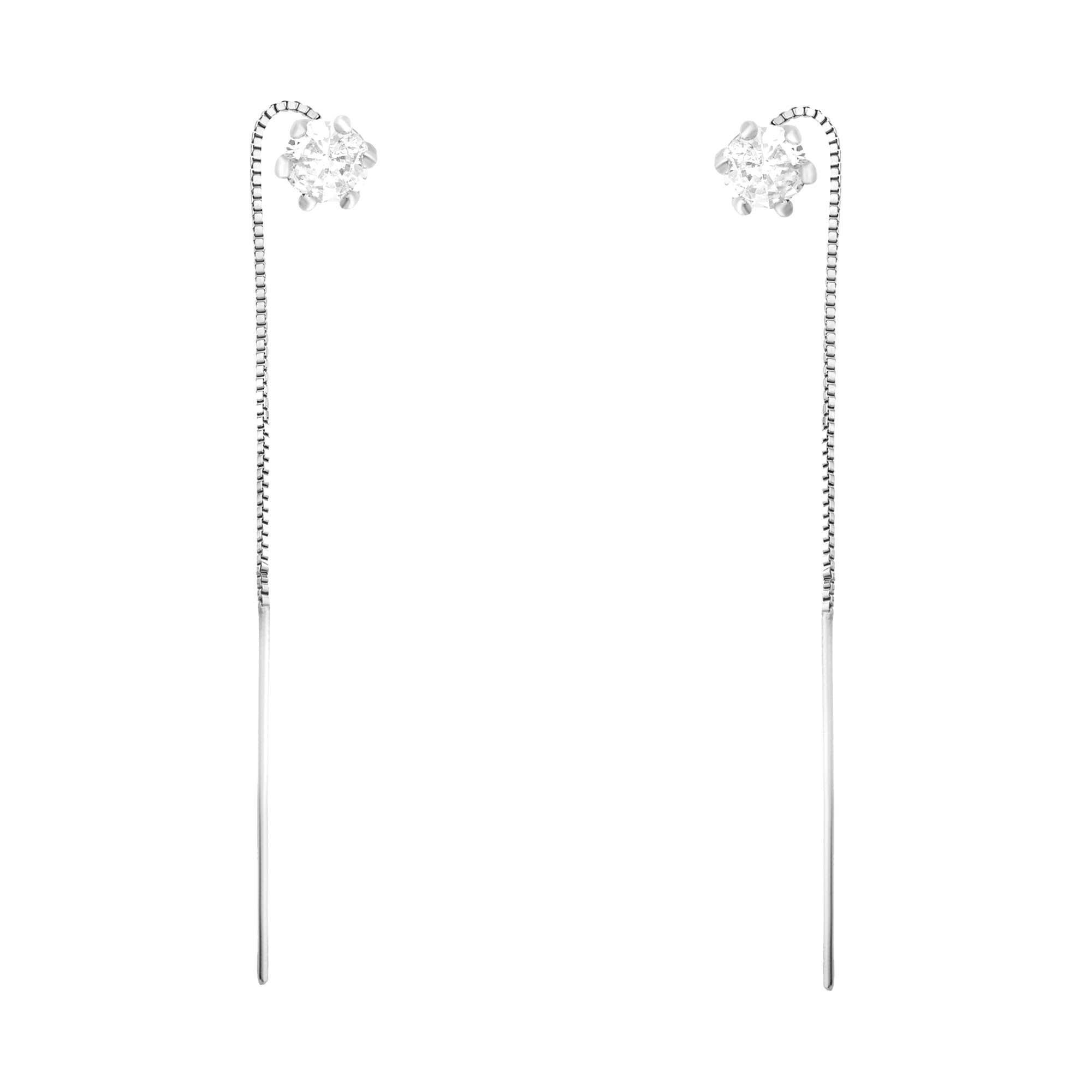 SOFIA MILANI - Women's Earrings 925 Silver - With Zirconia Stones - Bar Threader Earring - E0774