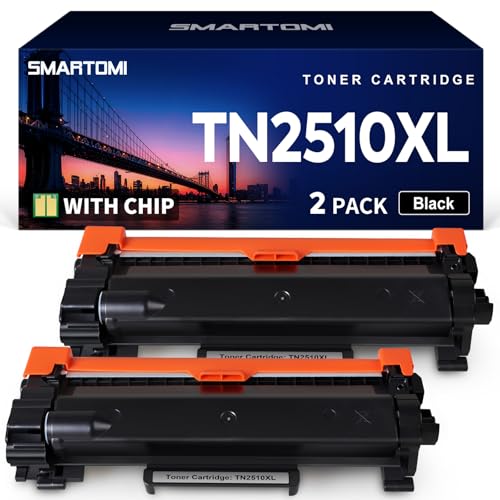 TN2510XL TN2510 TN-2510XL Toner Cartridge Compatible for Brother TN-2510 TN 2510XL 2510 XL for Brother DCP-L2627DWE HL-L2400DWE DCP-L2665DW MFC-L2835DW DCP-L2660DW MFC-L2800DW With Chip (2 x Black)