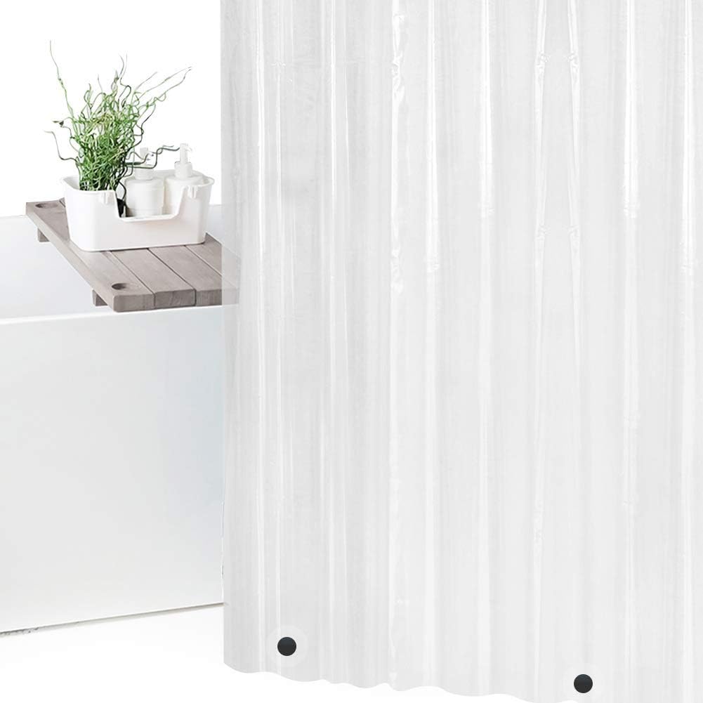 GelrovaClear Shower Curtain Liner 72x72, Waterproof Shower Liner Mildew Resistant with 3 Magnets for Bathroom, 12 Metal Grommets and Hooks, Clear