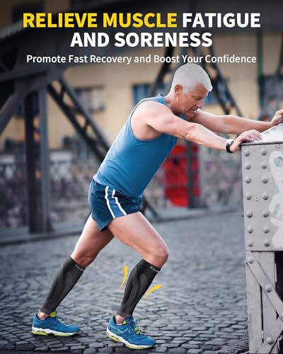 CAMBIVO Calf Compression Sleeves for Men & Women, 2 Pairs – Muscle Recovery & Improved Blood Circulation, Reduce Swelling & Fatigue, Shin Splints Support for Running, Cycling, Travel