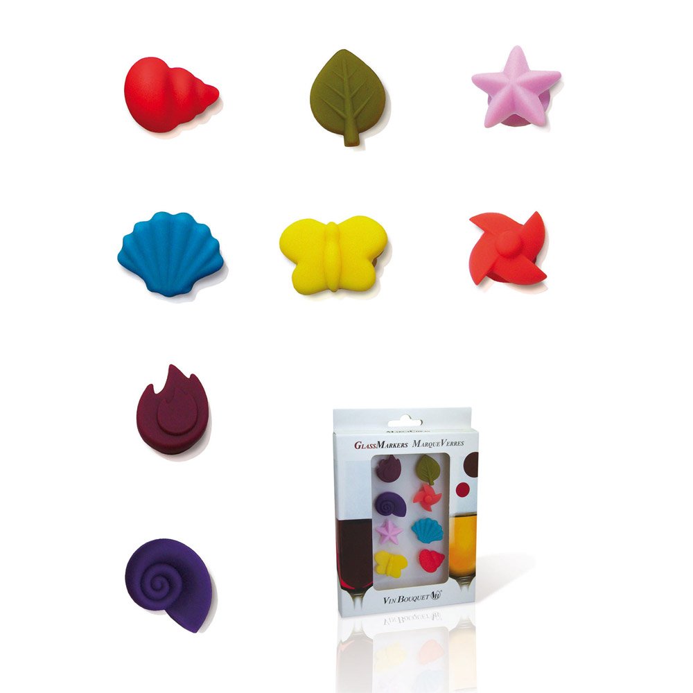 Vin Bouquet FIA 010 Glass markers 8pcs, funny set of 8 pcs with Natural and Colourfull motives