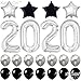 Silver 2020 Balloons Decorations Banner - Large, Pack of 29 | Star Mylar Foil | Black Silver Latex Ballon Supplies Kit | Graduations Party Supplies Kit, New Years Eve Party Supplies 2020, Home Office