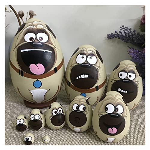 PXIWDAN Nesting Doll 10 Pieces Russian Dolls Matryoshka Hand Painted Nesting Matryoshka Doll Crafted Doll Gift Stacking Doll