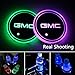 2pcs LED Car Logo Cup Holder Lights for GMC, 7 Colors Changing USB Charging Mat Luminescent Cup Pad, LED Interior Atmosphere Lamp Decoration Light. (GMC)
