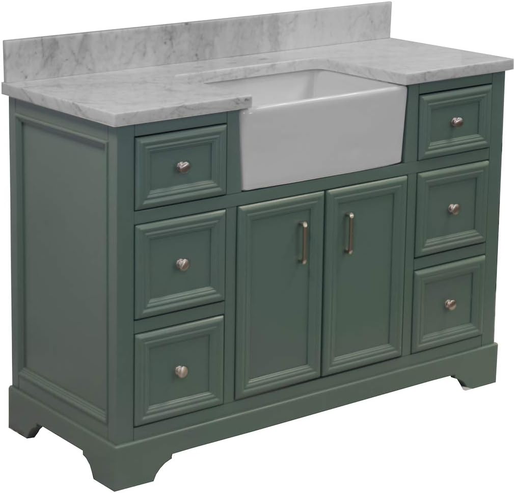 Zelda 48inch Bathroom Vanity (Carrara/Sage Green