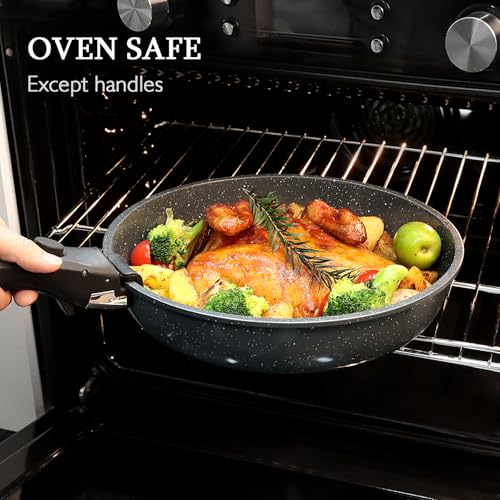 GiPP Ceramic Coating Pots and Pans Set Non Stick, 11Pcs Detachable Handle Cookware Sets, Non Toxic Induction Kitchen Pot and Pan with Removable Handle, Healthy RV Cookware, Dishwasher＆Oven Safe Grey