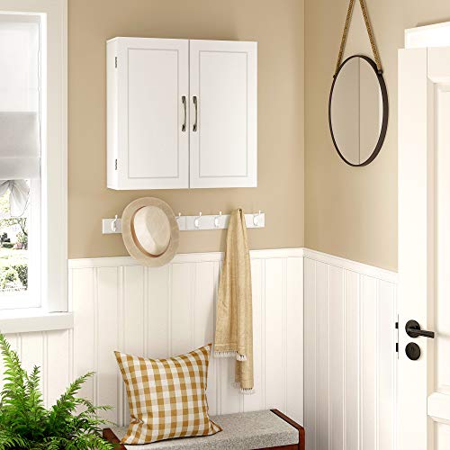 VASAGLE BBC320W01 Scandinavian Style Bathroom Cabinet with 2 Adjustable Shelves 60 x 18 x 60 cm Matt White
