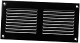 EUROPLAST 200x100mm Black Metal Air Vent Grille with Insect Mesh