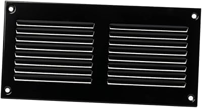 EUROPLAST 200x100mm Black Metal Air Vent Grille with Insect Mesh