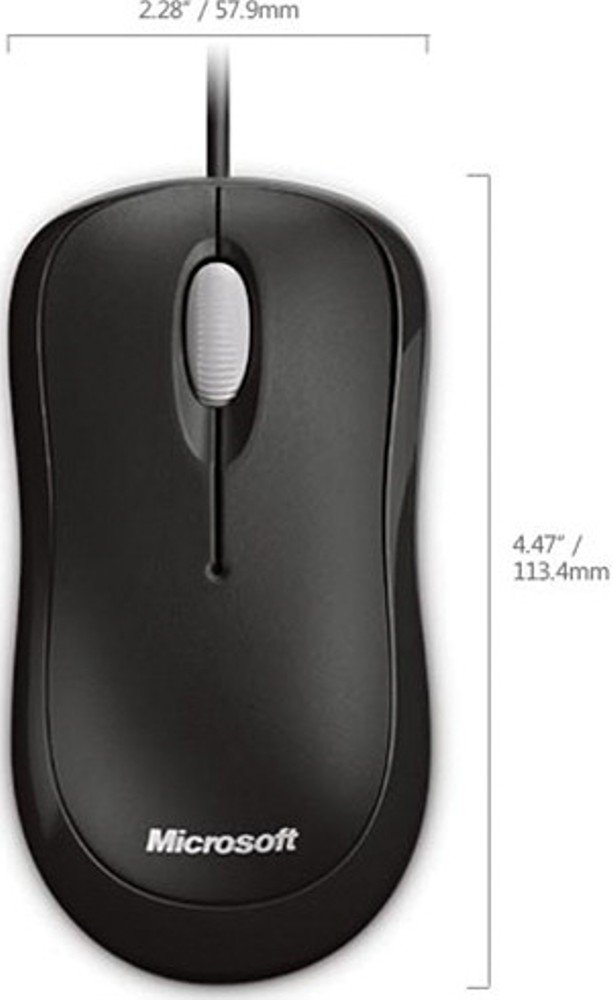 Microsoft Basic Optical Mouse for Business - Black. Comfortable, Wired, USB mouse for PC/Laptop/Desktop, with fast scroll wheel, works with Mac/Windows Computers