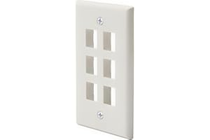 TRUE CABLE trueCABLE 6 Port Single Gang Keystone Wall Plate, UL Listed, Low Profile Design, Universally Compatible with Modular Ethernet, A/V, Coaxial, and Optical Fiber Keystones, 1 Pack, White