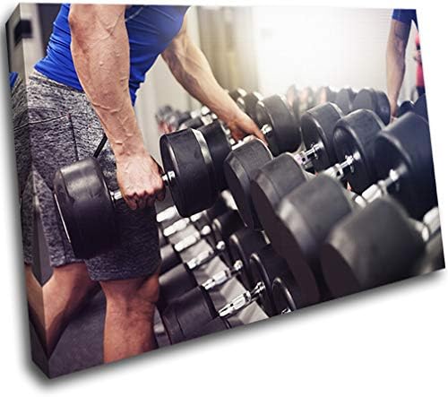 LoveSticker Canvas Poster Wall Art Print Picture Framed Dumbbells Exercise Gym Fitness AD340(32x48inch (80x120cm))