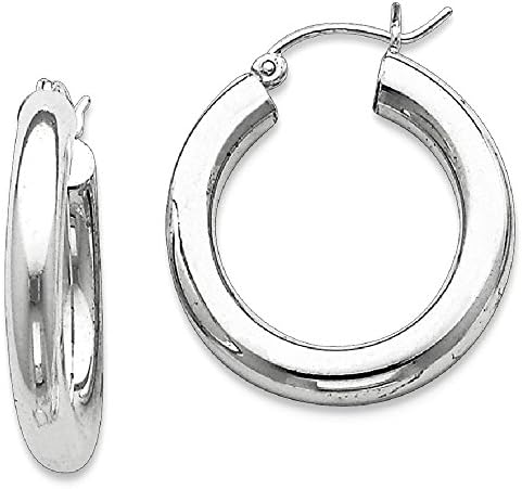 IceCarats925 Sterling Silver 4mm Round Medium Hoop Earrings