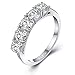 Mozume Women's 5 Stone 4mm Cubic Zirconia Round Cut Engagement Ring CZ Wedding Band Anniversary 925 Sterling Silver