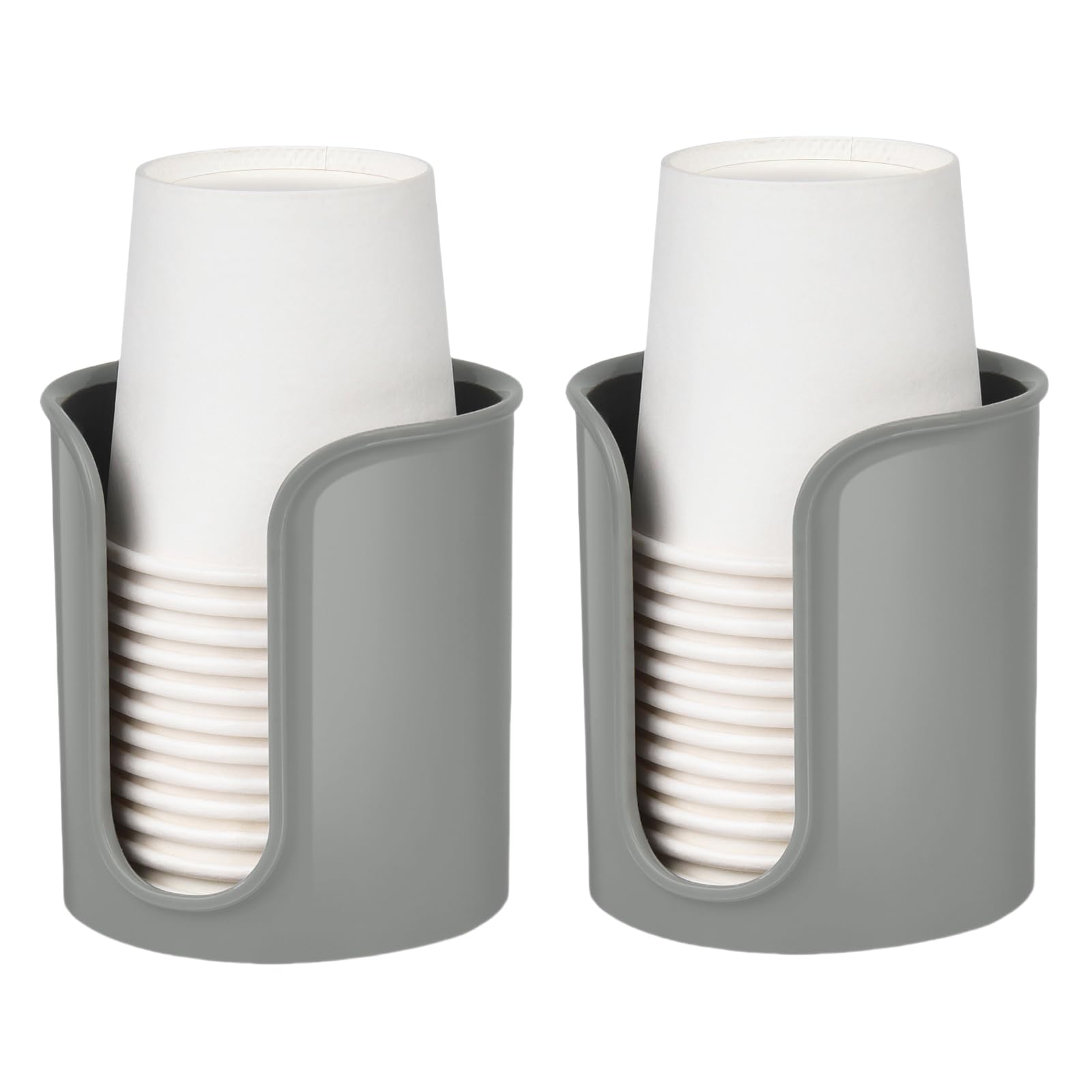 BYAWAY Cup Dispenser for Bathroom,Gray Bathroom Cup Holder,Small Paper Cup Dispenser Holder,Plastic Mouthwash Cup Dispenser for Bathroom Countertop (2 Pack)