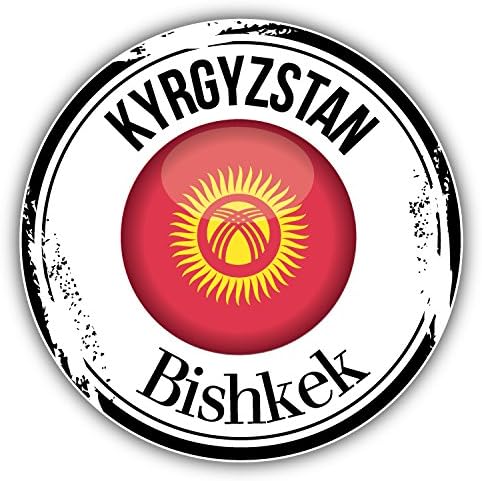 Bishkek Kyrgyzstan World Flag Badge Art Decor Bumper Sticker 5'' x 5''