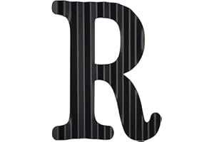 HKOMERE 13.7" Metal Letters for Wall Decor, Corrugated Black Large 3D Letters, Decorative Farmhouse Hanging Alphabet Signs for Home Bedroom Office Wedding Party (R)