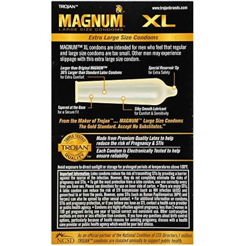Magnum XL Large Size Lubricated Condoms 12 Count Health & Personal