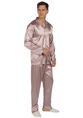 YIMANIE Mens Pajamas Silk Satin Pajamas for Men Soft Sleepwear