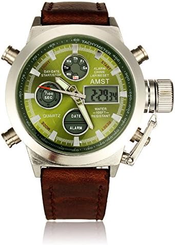 Chronos AMST 3003 White Case Canvas And Leather Band Sport Watch
