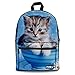 FOR U DESIGNS Fashion Cute Blue Cat Print Canvas Kindergarten Children Schoolbag Daypack