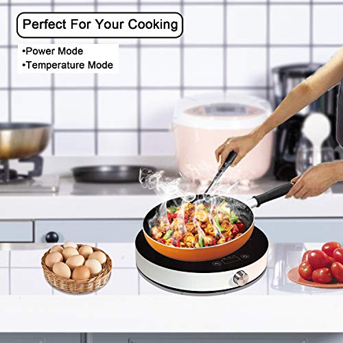 Easepot Portable Induction Cooktop, 1800W Hot Pot Countertop Burner, Electric Stove Range Cooktop Touch Sensor Control with Rotary Switch，Round