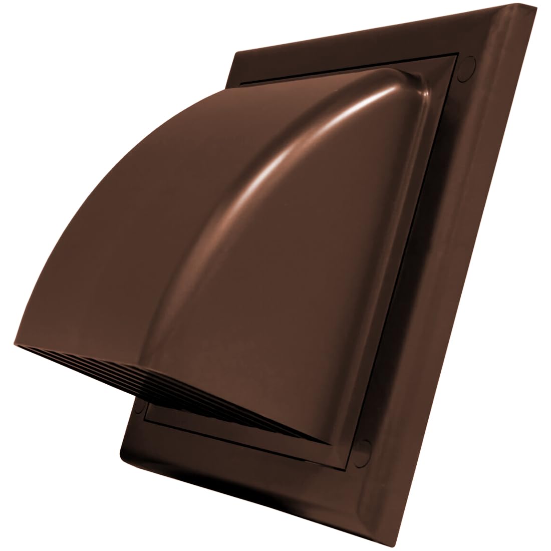 Brown Gravity Flap for Γ 100 mm / 4" Round Wall Outlet - Ventilation Duct Cover with Non-Return Shutters and Rear Spigot - Cowled Ducting Air Vent Grille